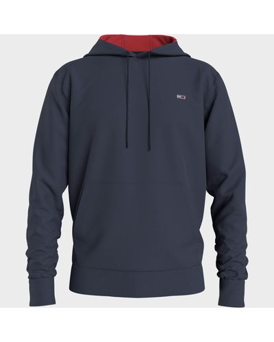 Tommy Hilfiger Cotton Essential Script Hoodie in Blue for Men - Lyst