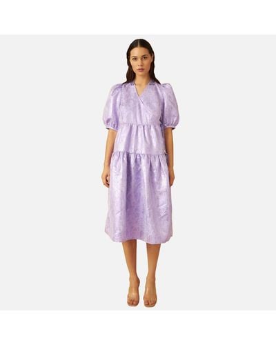 Crās Mika Jacquard Wrap Dress - Purple