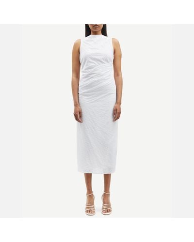 Samsøe & Samsøe Sahira Striped Organic Cotton Dress - White