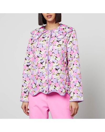 Crās Jade Floral Pattern Quilted Shell Jacket - Pink