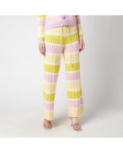 Olivia Rubin Isobel Cable Knit Wide Leg Pants - Yellow
