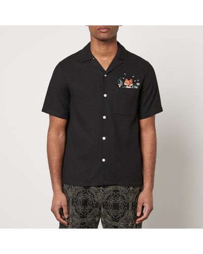 Portuguese Flannel Fox Cotton-piqué Shirt - Black