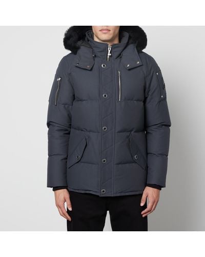 Moose Knuckles 3q Shearling-trimmed Nylon And Cotton-blend Down Coat - Blue