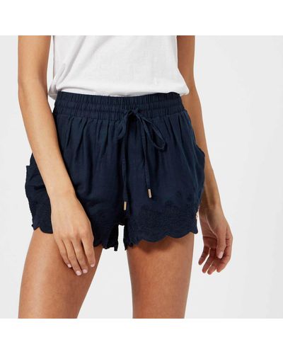 Superdry Cotton Jenna Embroidered Edge Shorts in Blue - Lyst