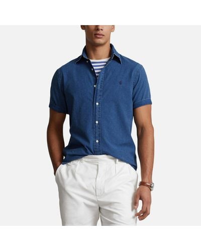 Polo Ralph Lauren Cotton-seersucker Short Sleeve Shirt - Blue