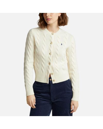 Polo Ralph Lauren Cable-knit Wool And Cashmere-blend Cardigan - Natural