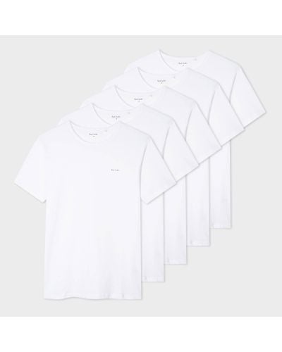 Paul Smith Loungewear Five-Pack Organic Cotton-Jersey T-Shirts - White