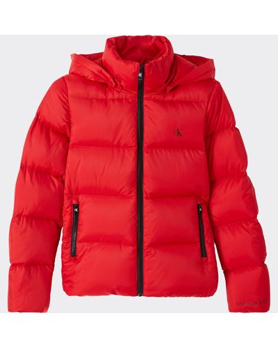 calvin klein jeans mw down shiny short puffer