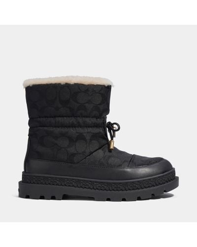 COACH Kailee Nylon-jacquard And Sheepskin Snow Boots - Black