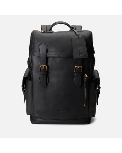 Polo Ralph Lauren Medium Leather Backpack - Black