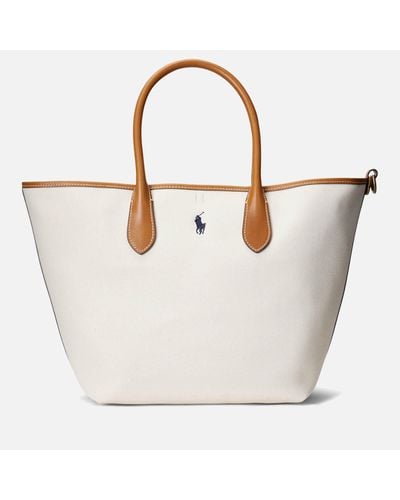 Polo Ralph Lauren Cotton-canvas And Leather Tote Bag - White