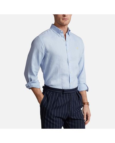 Polo Ralph Lauren Custom Fit Long Sleeve Cotton Shirt - Blue