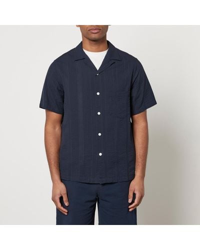 Portuguese Flannel Praia Cotton-seersucker Shirt - Blue