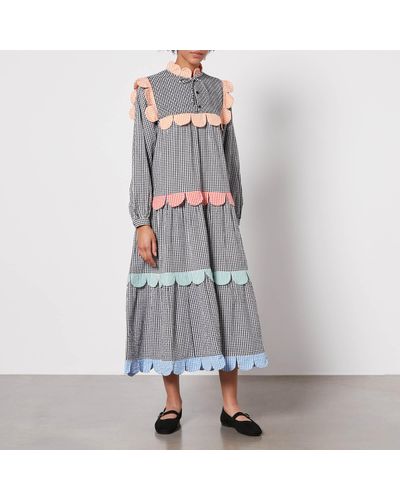 Stella Nova Loan Gingham Cotton Maxi Dress - Gray
