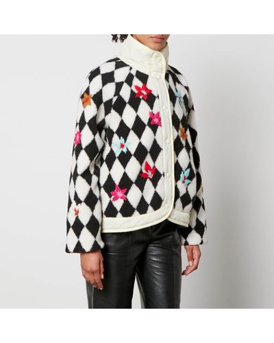 TACH Ivette Floral-embroidered Fleece Jacket - Black