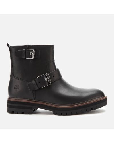 Timberland Leather London Square Biker in Black | Lyst