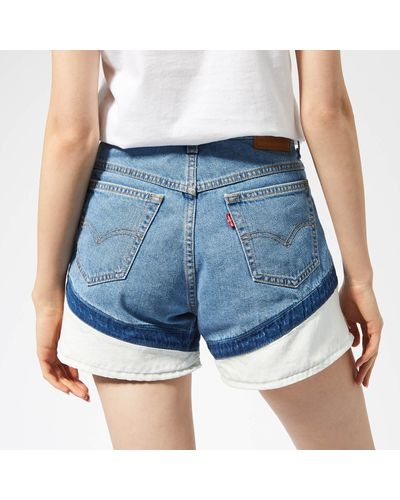 Levi's Denim Mom A Line Shorts in Blue/White (Blue) | Lyst