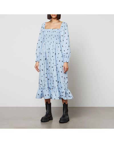 Crās Fafi Organic Cotton Midi Dress - Blue