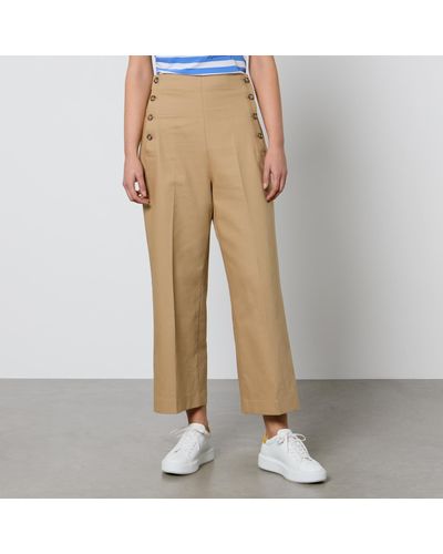 Polo Ralph Lauren Cropped Cotton-Twill Wide-Leg Pants - Natural
