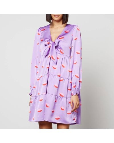 Crās Rachel Printed Satin Dress - Purple