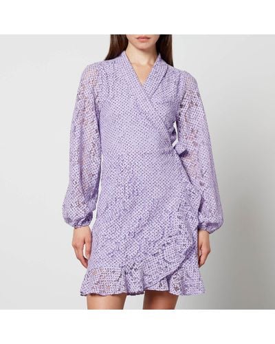 Crās Linda Cotton-Blend Guipure Lace Dress - Purple