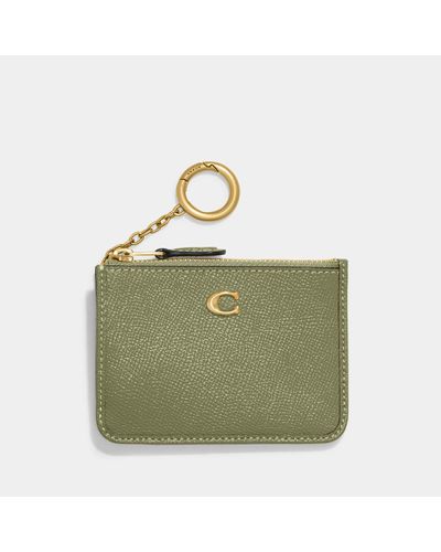 COACH Crossgrain Leather Mini Id Skinny Card Case - Green