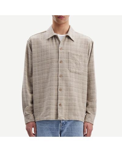 Samsøe & Samsøe Castor Cotton-Blend Flannel Shirt - Brown