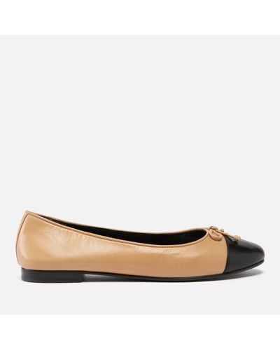 Tory Burch Bow Leather Ballet Flats - Brown