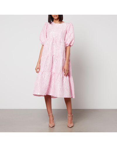 Crās Lili Cloqué Midi Dress - Pink