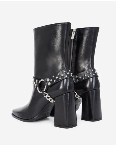 Botas negras tacón piel pedrería amovible The Kooples de Cuero de color  Negro | Lyst