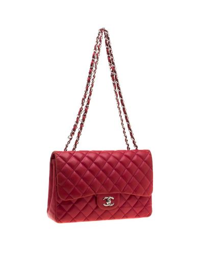 Chanel Timeless/classique Red Leather Handbag - Lyst