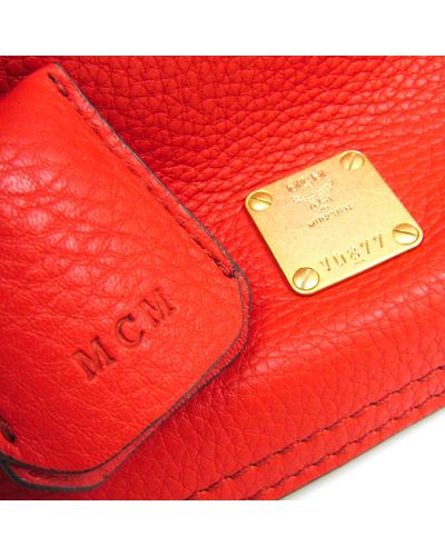 MCM Red Leather Handbag - Lyst