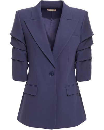 Michael Kors Ruched Crepe Blazer Navy in Blue - Lyst