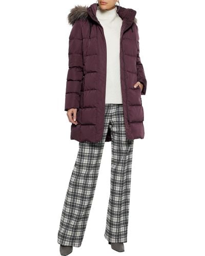 Donna Karan Synthetic Faux Fur-trimmed Quilted Shell Down Hooded Coat in  Plum (Purple) - Lyst