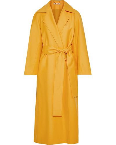 Emilia Wickstead Leia Belted Wool-gabardine Coat Marigold in Yellow - Lyst