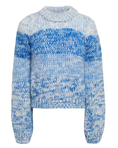 Ganni Julliard Dégradé Mohair And Wool-blend Sweater Blue - Lyst