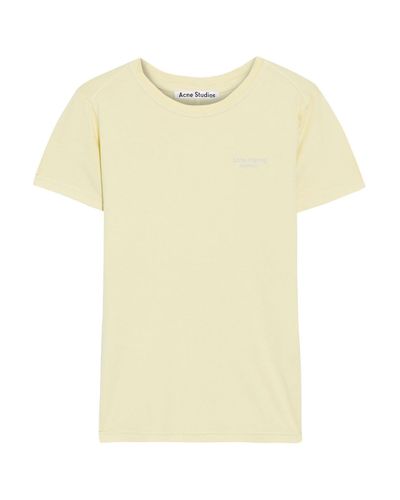 Acne Studios Embroidered Cotton-jersey T-shirt Pastel Yellow - Lyst