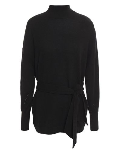 Zimmermann Espionage Tie-front Wool-blend Sweater in Black - Lyst