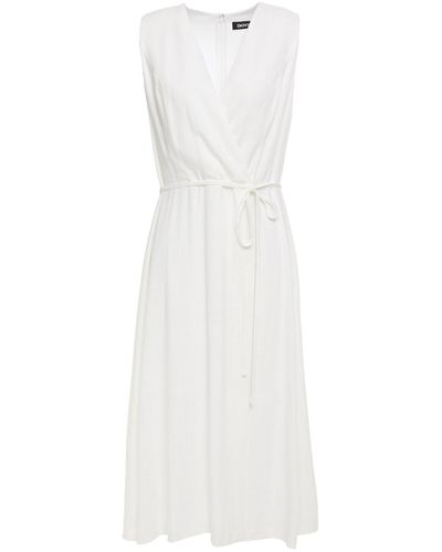 DKNY Synthetic Wrap-effect Gauze Midi Dress in Ivory (White) - Lyst