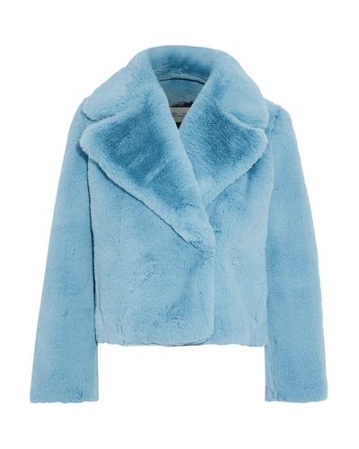 Diane von Furstenberg Faux Fur Coat Sky Blue - Lyst