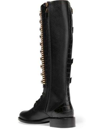 rene caovilla embellished biker leather boots