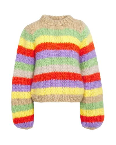 Ganni Julliard Striped Mohair And Wool-blend Sweater Multicolor - Lyst