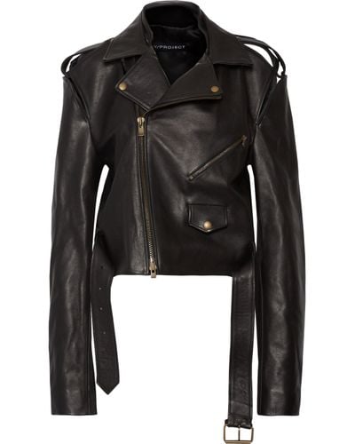 Y. Project Cutout Leather Biker Jacket in Black - Lyst