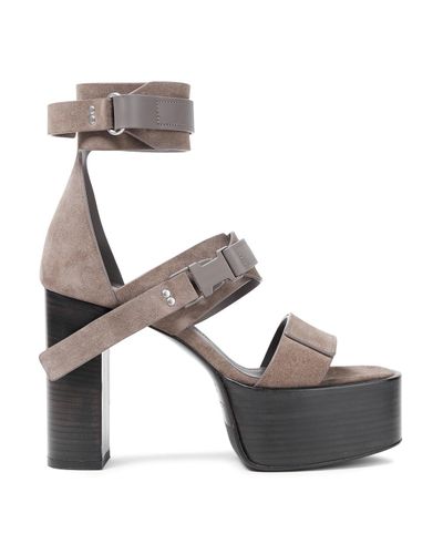 Rick Owens Buckled Suede Platform Sandals - Lyst