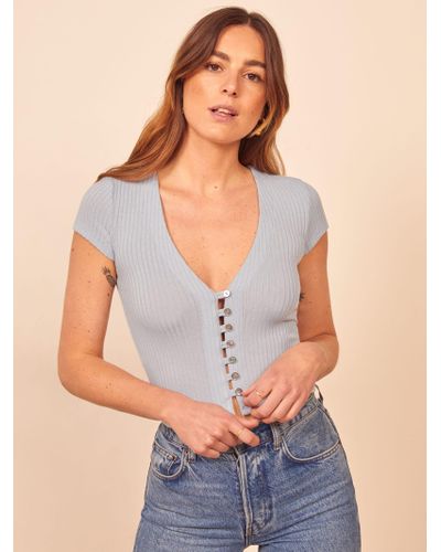 Reformation Nella Top in Sky (Blue) - Lyst