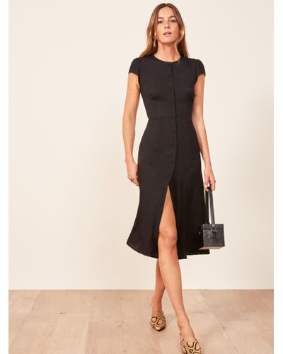 reformation black midi dress