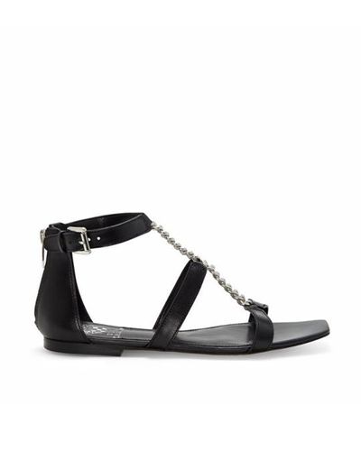 black gladiator sandals with chain link accent