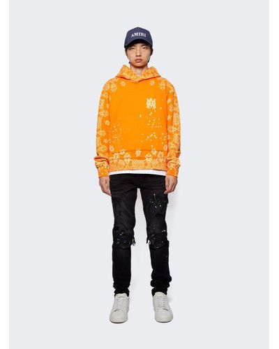 Amiri Bandana Bleach All Over Hoodie Orange for Men | Lyst