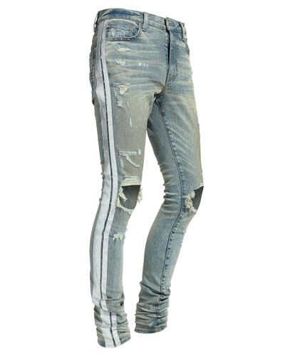 Amiri Denim Glitter Stripe Track Jeans in Blue/Grey (Blue) for Men 