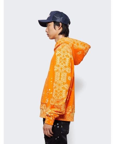 Amiri Bandana Bleach All Over Hoodie Orange for Men | Lyst